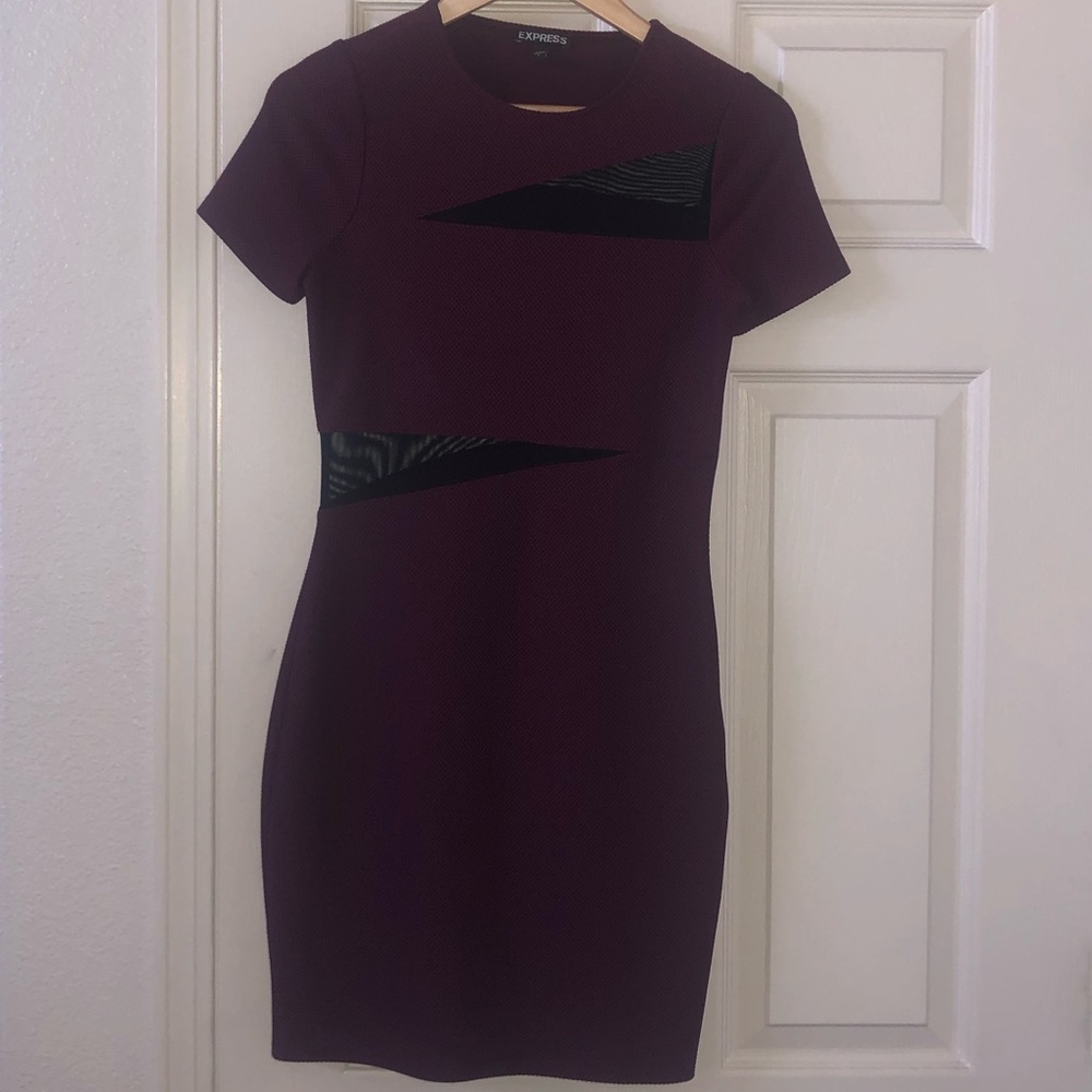 Maroon express dress with mess slits